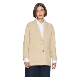 Madewell Lightspun Dorset Slochy Gauze Beige Oversized Blazer Size Large Casual